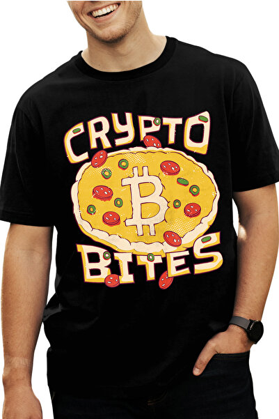 StoryGift Romania Tricou Barbati Cu Pizza Cu Bitcoin, Crypto Bites, Monede Vi...