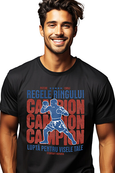 StoryGift Romania Tricou Barbati Om Facand Box, Sport De Contact Text Regele ...