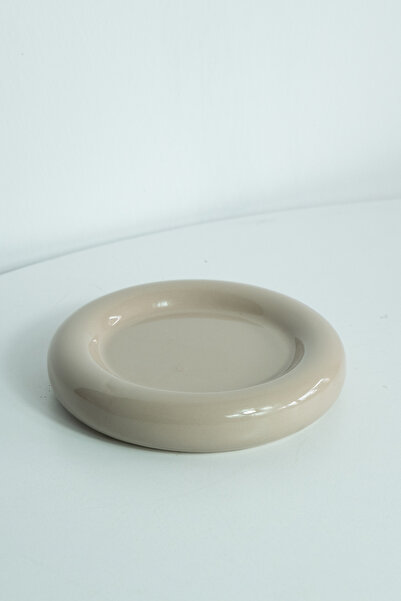 Beige & Stone Ceramic Small Size Shiny Beige Donut Dessert Plate