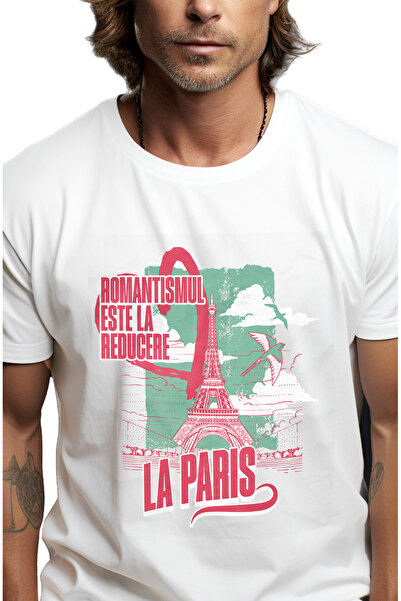 StoryGift Romania Tricou Barbati Turnul Eiffel Paris Orasul Iubirii Text Romantismul Este La Reducere Cu Im Stg