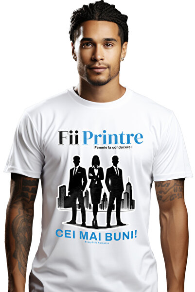 StoryGift Romania Tricou Barbati Motivational Femeie Intre Doi Barbati Mesaj ...