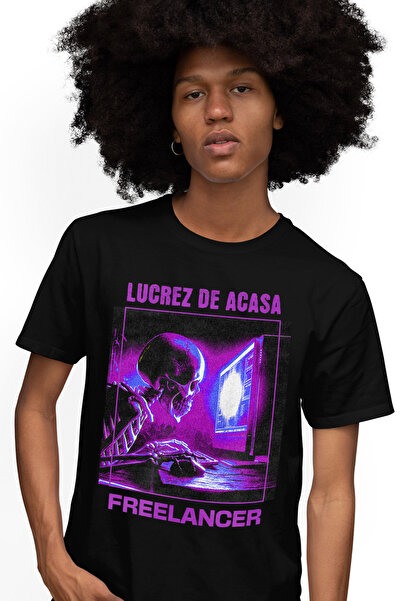 StoryGift Romania Tricou Barbati Schelete Cu Computer Lucrez De Acasa Freelan...