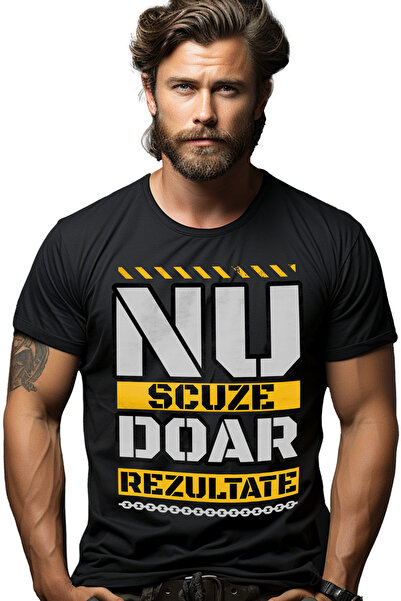 StoryGift Romania Tricou Barbati Fara Scuze Doar Rezultate, Motivat, Gym Cu I...