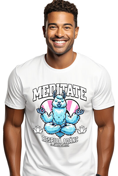 StoryGift Romania Tricou Barbati Meditate Lama Respira Adanc O Sa Vina Pizza,...