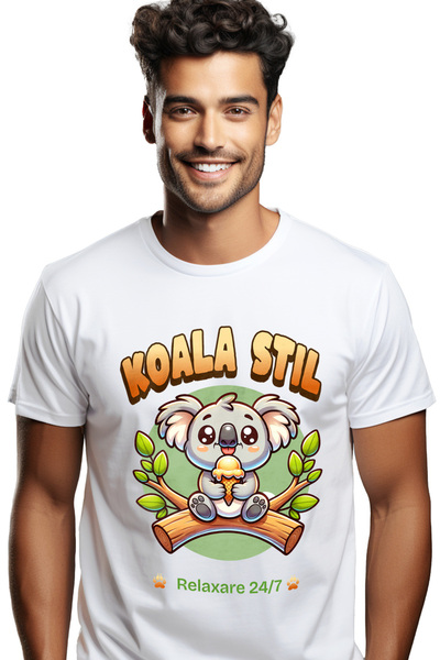 StoryGift Romania Tricou Barbati Stil Urc Koala, Relaxare 247, Zen Animal Puf...
