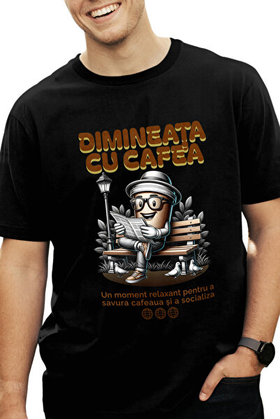 StoryGift Romania Tricou Barbati Dimineata Cu Cafea Un Moment Relaxant Pe Ban...