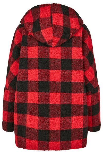 Urban Classics Damen Ladies Hooded Oversized Check Sherpa Jacket