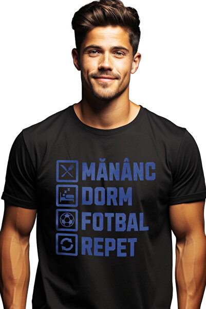 StoryGift Romania Tricou Barbati Fotbal Rutina Unui Jucator De Fotbal Mananc ...