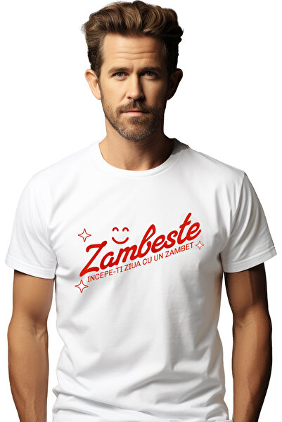 StoryGift Romania Ανδρικό T-Shirt με Εκτύπωση Μπροστά: «Χαμογελάστε, Ξεκινήστ...