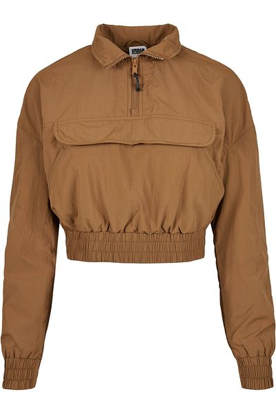 Urban Classics Damen Ladies Cropped Crinkle Nylon Pull Over Jacket