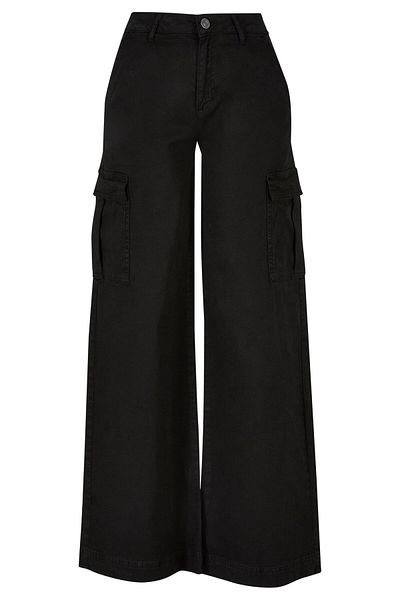 Urban Classics Damen Ladies High Waist Wide Leg Twill Cargo Pants