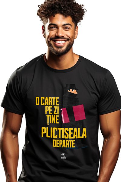 StoryGift Romania Tricou Barbati O Carte Pe Zi Tine Plictiseala Departe, Iubitorii De Lectura Si Citit Cu Imstg
