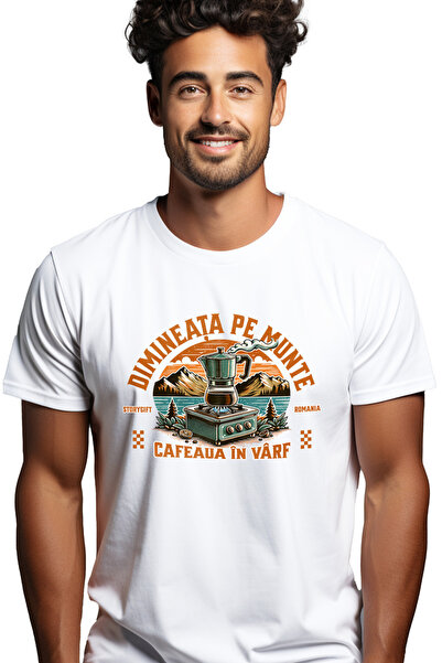 StoryGift Romania Men's T-Shirt Morning On The Mountain Coffee On The Peak Hi...