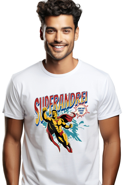 StoryGift Romania Tricou Barbati Super Andrei Supererou Sunt Aici Pentru Tine...