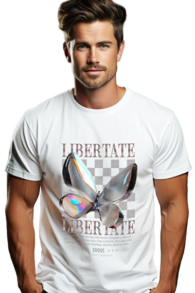 StoryGift Romania Ανδρικό T-Shirt Freedom με στάμπα μπροστά, 100% Βαμβάκι, Λε...