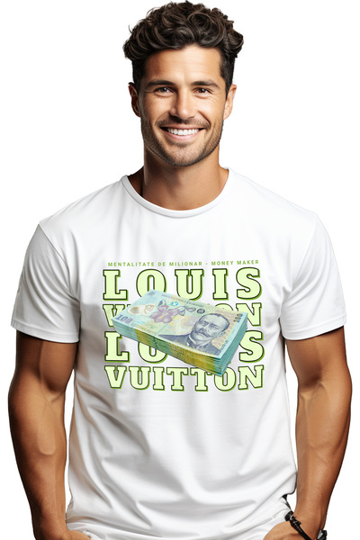 StoryGift Romania Tricou Barbati Louis Vuitton - 100 Lei Romanesti Cu Imprime...