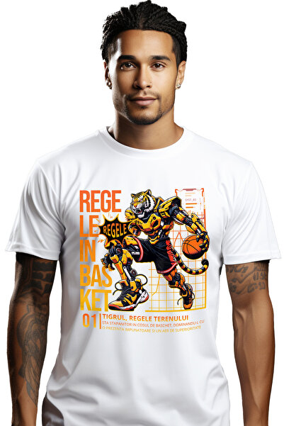 StoryGift Romania Tricou Barbati Tigrul - Regele In Basket, Terenul De Basket...
