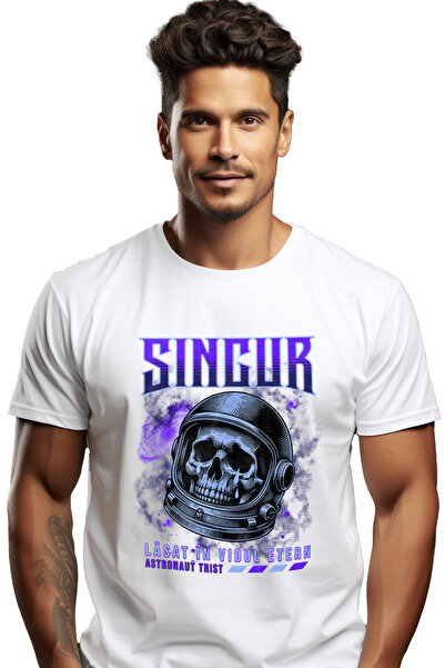 StoryGift Romania Tricou Barbati Schelete In Spatiu Singur. Astronaut Trist C...