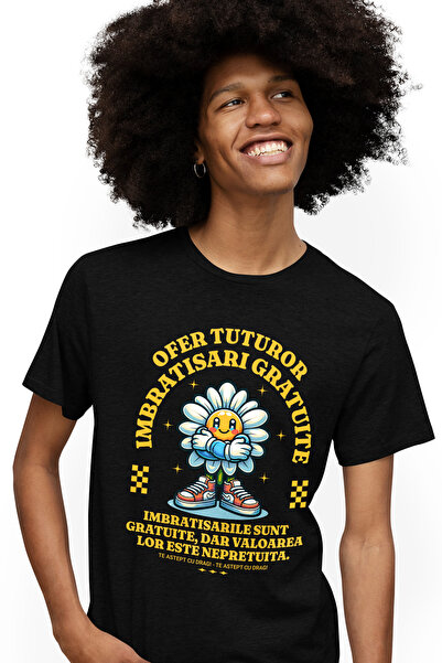 StoryGift Romania Tricou Barbati Ofer Tuturor Imbratisari Gratuite - Floare F...