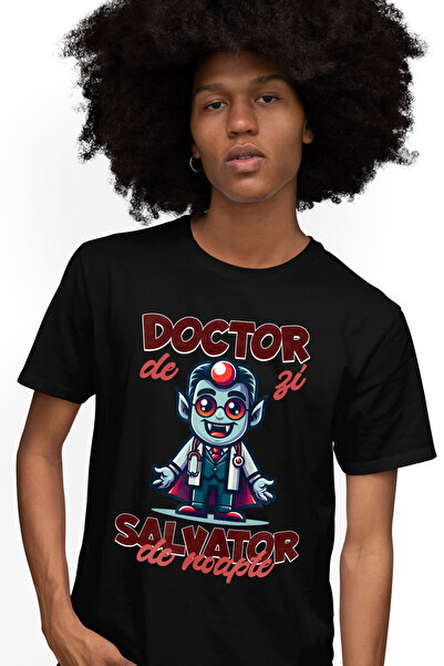 StoryGift Romania Tricou Barbati Doctor Vampir Text Doctor De Zi, Salvator De...