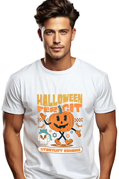 StoryGift Romania Tricou Barbati H4alloween Fericit Dovleac Zambitor Craniu C...