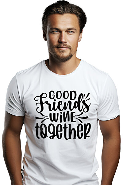 StoryGift Romania Tricou Barbati Cu Mesajul "prietenii Buni Beau Vin Impreuna...
