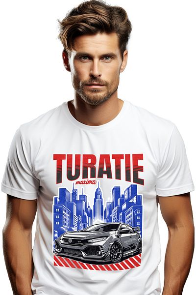 StoryGift Romania Tricou Barbati Turatie Maxima Masina In Oras Viteza Cu Imprimeu Pe Fata, 100% Bumbac, Al Stg