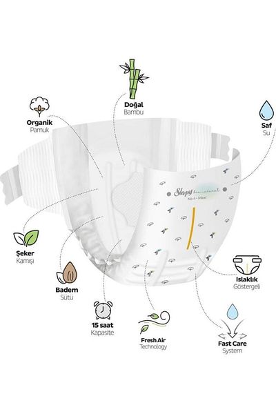 Skygo Sleepy Bio Natural Baby Diapers Gross Pack Size 7 20-30 kg 100 Pieces