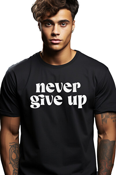 StoryGift Romania Tricou Barbati Cu Mesajul In Engleza "never Give Up" - Nu R...