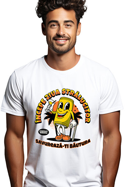 StoryGift Romania Tricou Barbati Incepe Ziua Stralucitor Zavureaza-ti Bautura...