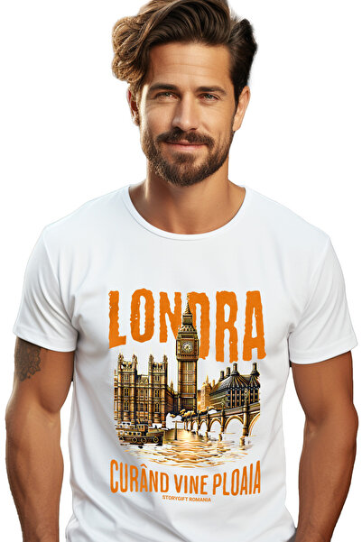 StoryGift Romania Tricou Barbati Oras Londra Turn Cu Ceas Big Ben Text Haios ...