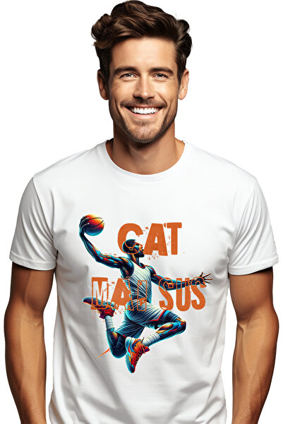 StoryGift Romania Tricou Barbati Om Sarint In Aer Cu Minge Baschet Mesaj Moti...