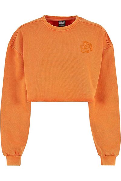 Urban Classics Damen Ladies Cropped Flower Embroidery Terry Crewneck