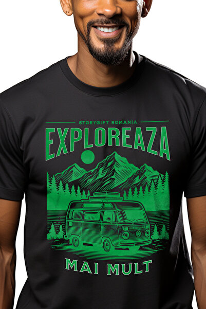 StoryGift Romania Tricou Barbati Exploreaza Mai Mult Caravana Rulota In Munte...