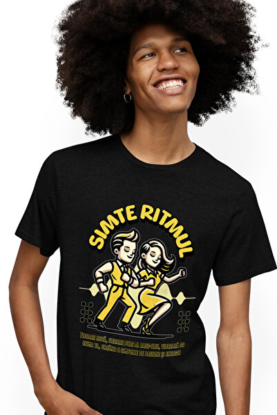 StoryGift Romania Tricou Barbati Simte Ritmul Cuplu Dansand Pereche Petrecere...