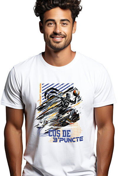 StoryGift Romania Tricou Barbati Jucator De Baschet Alergand Text Cos De 3 Pu...