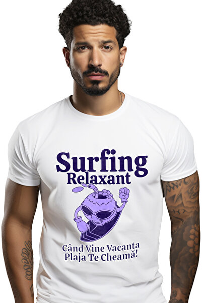 StoryGift Romania Tricou Barbati Surfing Relaxant Cu Bauturi Proaspete Surff ...