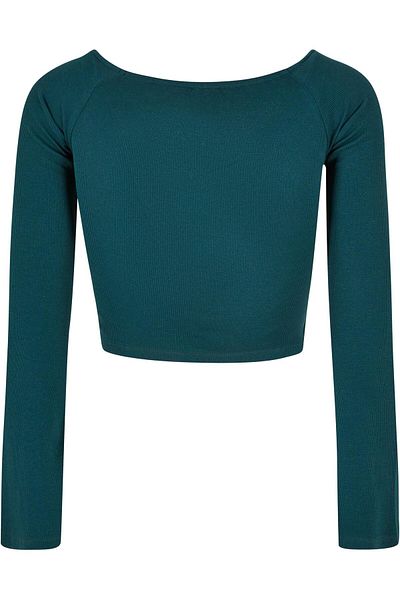 Urban Classics Damen Ladies Short Rib Wide V-neck Longsleeve