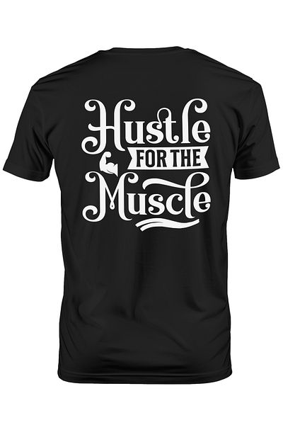 StoryGift Romania Men's T-shirt with the message in English "Hustle for the muscle" - work to have muscles with