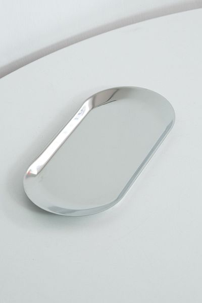 Beige & Stone Decorative Silver Small Oval Jewelry Organizer and Presentation Tray