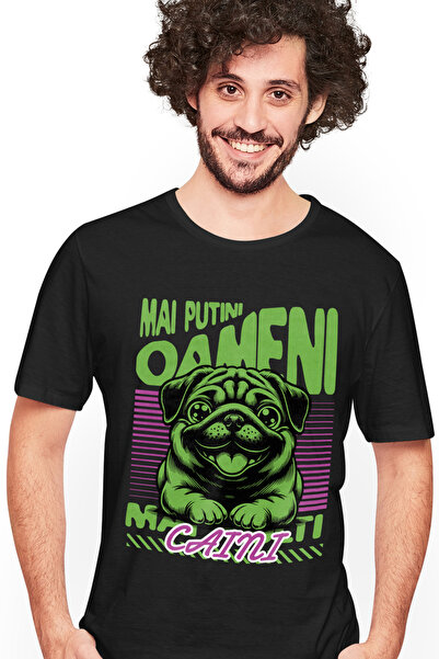 StoryGift Romania Tricou Barbati Iubitorii De Caini Mesaj Mai Putin Oaemeni C...