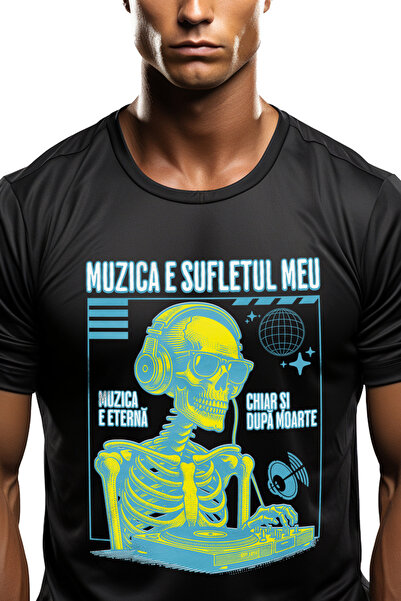 StoryGift Romania Tricou Barbati Schelete Dj In Club Muzica E Sufletul Meu Cu...