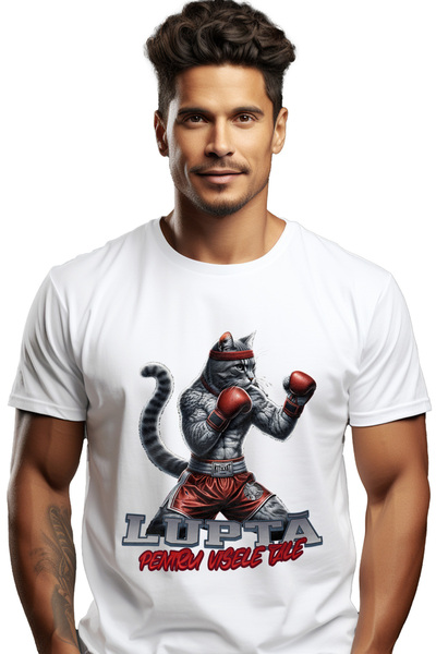 StoryGift Romania Tricou Barbati Pisica Box Mesaj Motivational Lupt Pentru Vi...