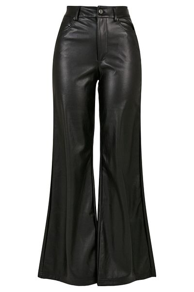 Urban Classics Damen-Hose aus Kunstleder mit weitem Bein