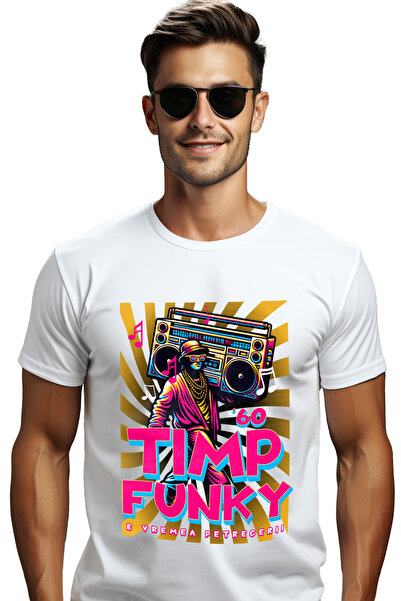 StoryGift Romania Tricou Barbati Timp Funky. E Vremea Petrecerii Barbat Cu Bo...
