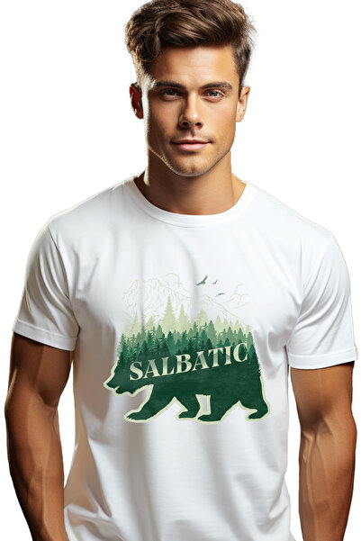StoryGift Romania Men's Wild T-Shirt Bear Silhouette Forest High Mountains Nature With Print On The Front, 100% B Stg