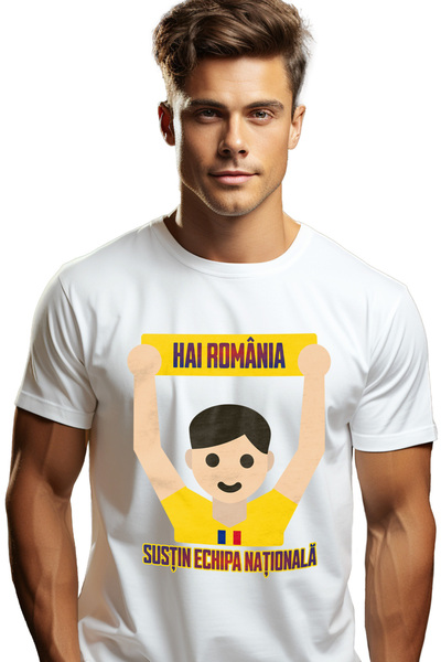StoryGift Romania Men's T-Shirt Patriot Sports Lover Hai Romania With Print O...