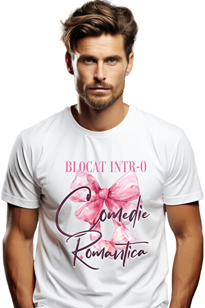 StoryGift Romania Tricou Barbati Funda Roz Blocat Intr-o Comedie Romantica Cu...