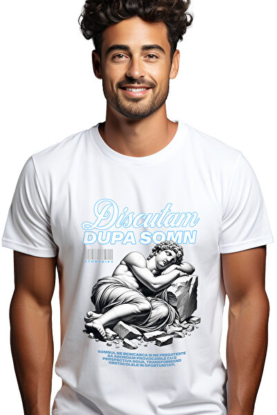 StoryGift Romania Tricou Barbati Discutam Dupa Somn - Statuie Care Doarme Cu ...