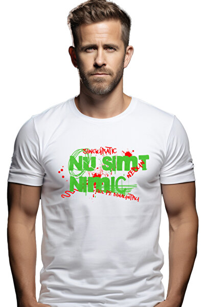 StoryGift Romania Tricou Barbati Text Graffiti Nu Simt Nimic Cu Imprimeu Pe F...